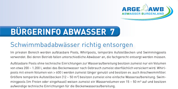 Read more about the article Bürgerinfo – Schwimmbadabwässer